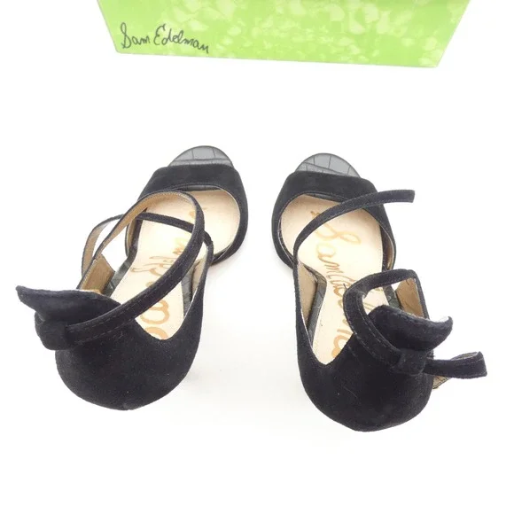 Sam Edelman Audrey Black Suede Ankle Strap Stiletto Heels Size 6.5 M E1025L1001 - Picture 5 of 7